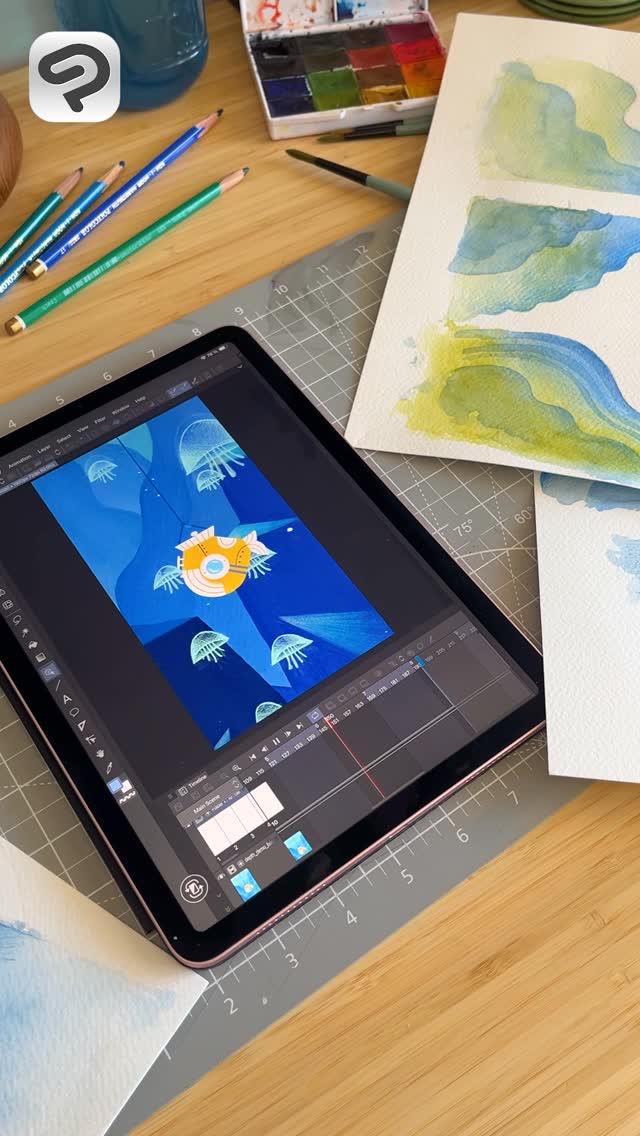 Instagram post by @danygartman for Clip Studio Paint. Caption reads: Bathyscaphe Cartoon Backstage
Tools: Clip Studio....