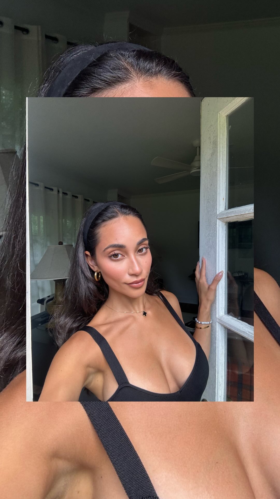 Instagram post by @vlfuller for BEAUTY PIE. Caption reads: 5 min glowy summer makeup look with @beautypie....