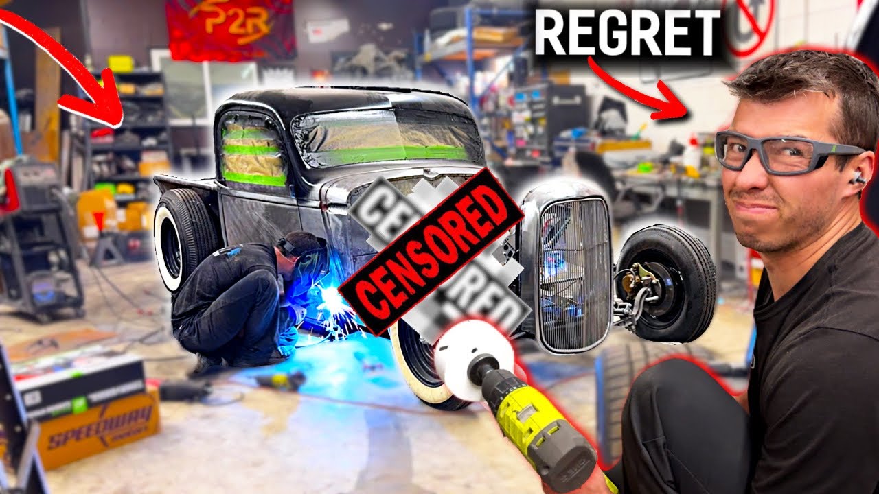 YouTube post by @GARAGEIdiotS for Benchmark Abrasives. Caption reads: The GREATEST Bad Idea I’ve Ever Had.