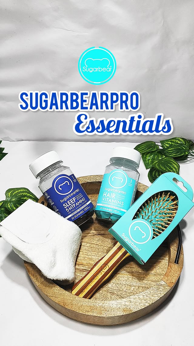 Instagram post by @ugc.sunbeam for SugarbearPRO. Caption reads: [...] my haircare & sleep routine with....