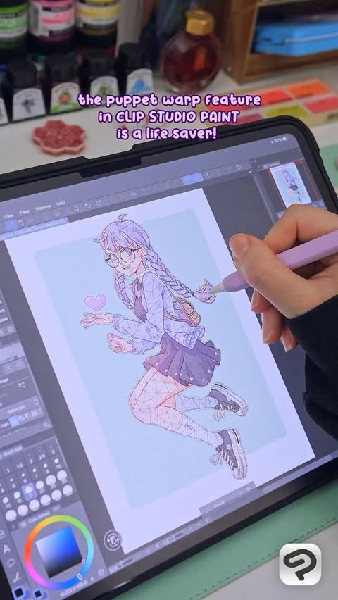 Instagram post by @sarafabrizi for Clip Studio Paint. Caption reads: [...] characters, you need to see this clip studio....