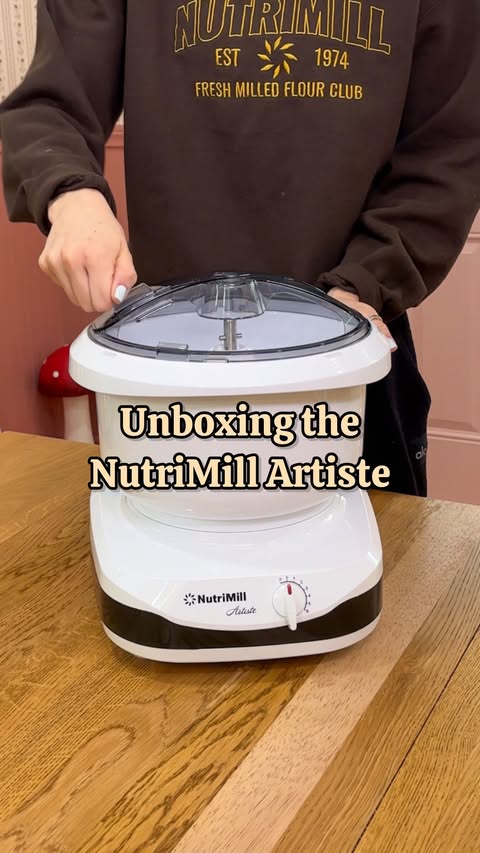Instagram post by @mikandcookiesco for NutriMill. Caption reads: [...] link in my profile 🫶 #mikandcookies....