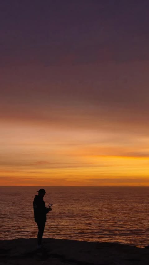 Instagram post by @sb.drone.sessions for DJI. Caption reads: Where waves and light set the tone 🌊✨

Shot with....