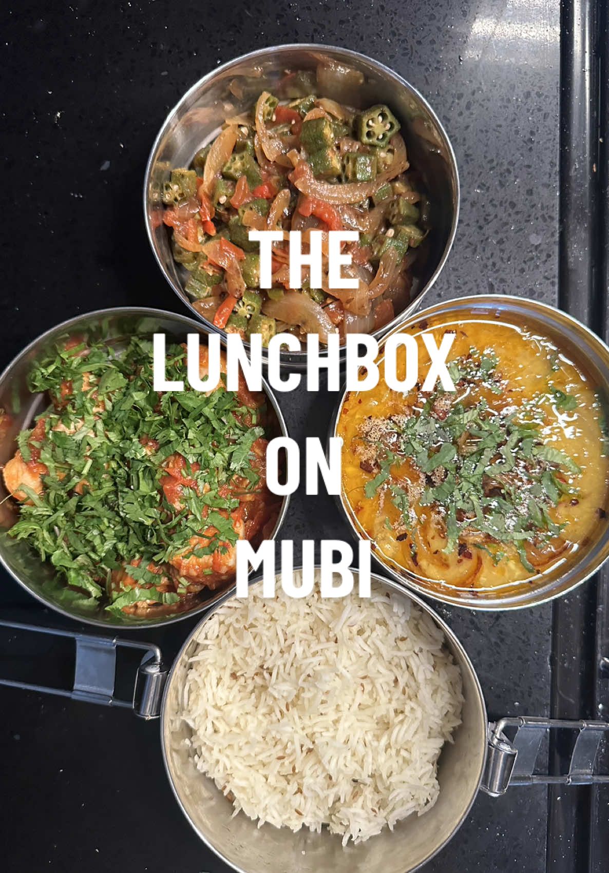 TikTok post by @lailaspantry for MUBI. Caption reads: ad I was so inspired to make this tiffin lunchbox....