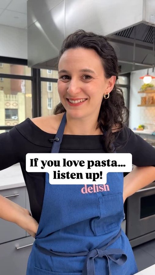 Instagram post by @francescadzani for Delish. Caption reads: Ever wonder why restaurant pasta hits different?....