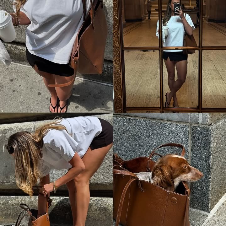 Instagram post by @maudeb.lo for callitspring. Caption reads: Playing around with fits, layering them with bags....