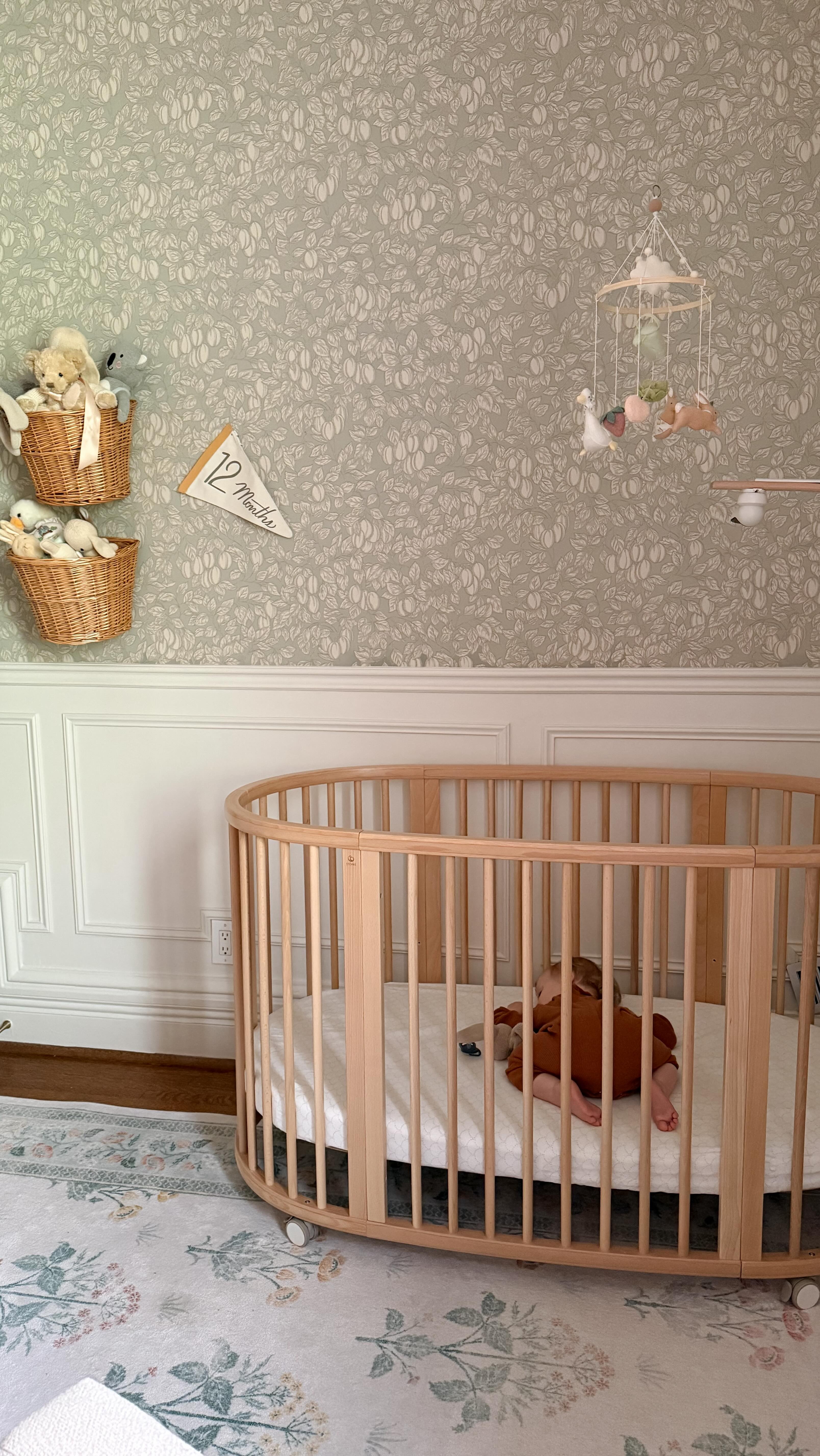 Instagram post by @emmacourtneyhome for Stokke. Caption reads: #ad🤍A lot has changed in a year.  New routines,....