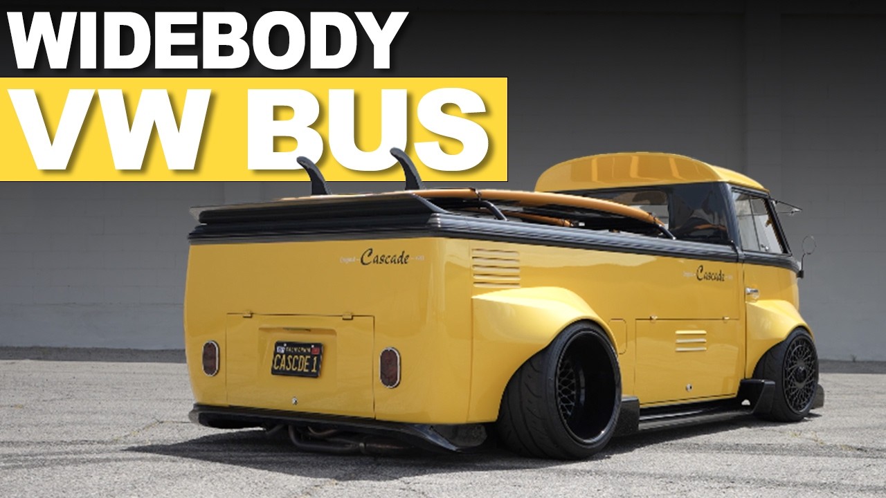 YouTube post by @AutotopiaLA for DraftKings. Caption reads: CRAZY Custom Widebody VW Truck on Air Suspension....