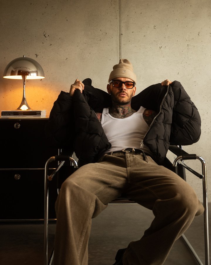 Instagram post by @moritz.taylor for REPRESENT CLO. Caption reads: [...] in textures, styled with....