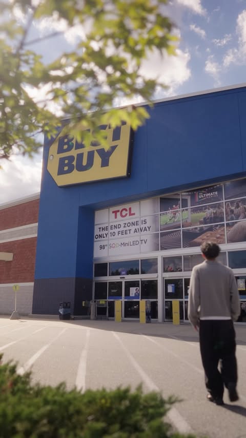 Instagram post by @nwinvisuals for TCL USA. Caption reads: i couldn't decide on a new TCL TV online, so I....