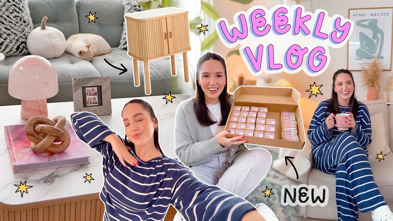 YouTube post by @velvetgh0st for Skinnydip London. Caption reads: WEEKLY VLOG ✨ New furniture, living room makeover,....