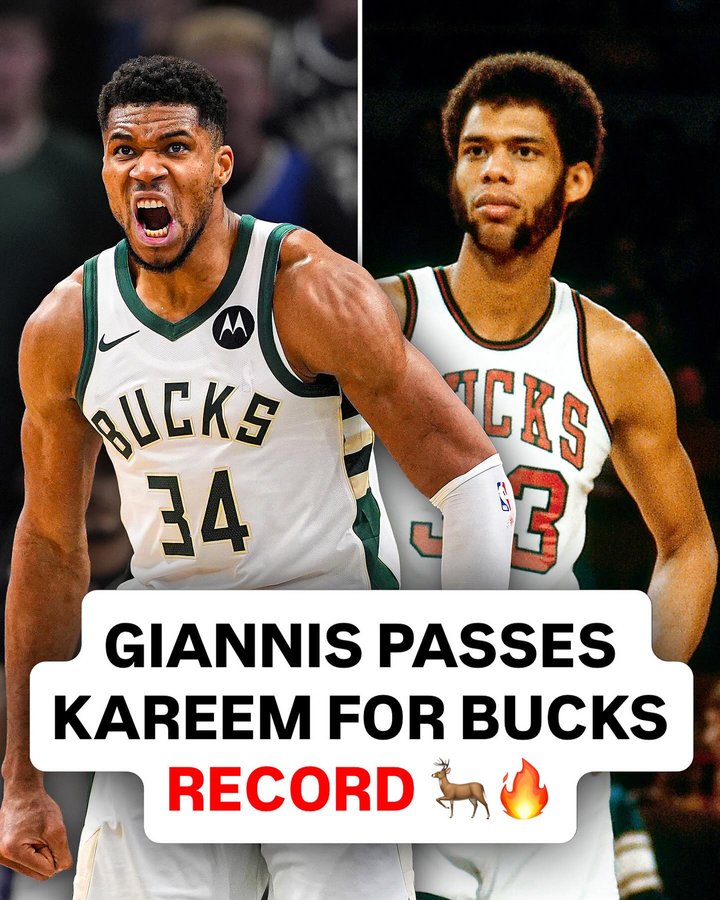 Instagram post by @hoopsnation for Topps. Caption reads: Giannis Antetokounmpo recorded his 56th career....