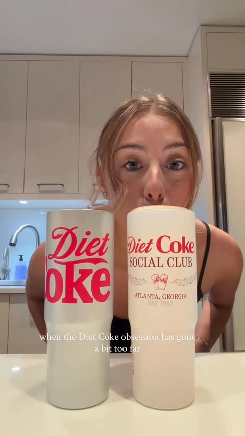 Instagram post by @margoshry for Diet Coke. Caption reads: #ad my dream collab. cute. @owala @dietcoke sold....