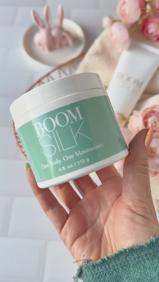 Instagram post by @nine.lives_kat for Boom Beauty. Caption reads: [...] Your Natural Beauty at Any Age with Boom....