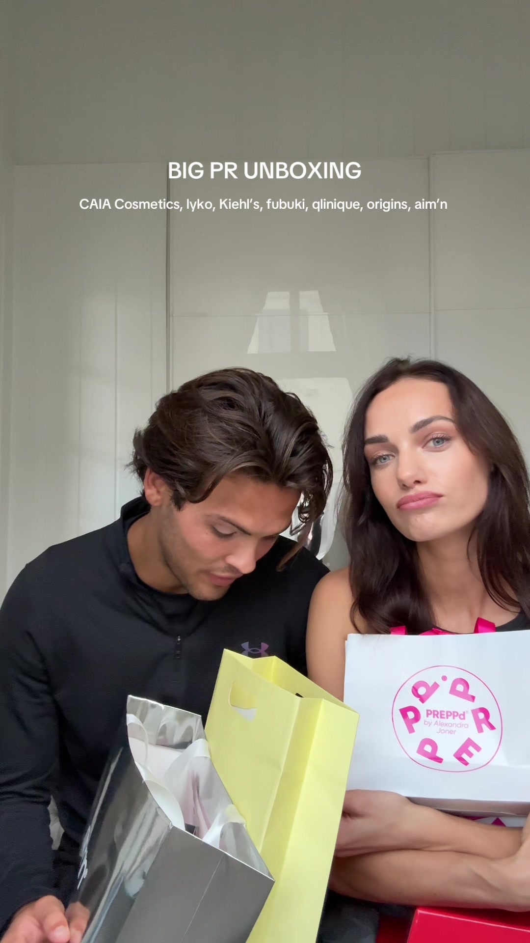 TikTok post by @piaihlen for Lyko. Caption reads: [...] @Noah Vasstrand   #prunboxing #fyp #unboxing....