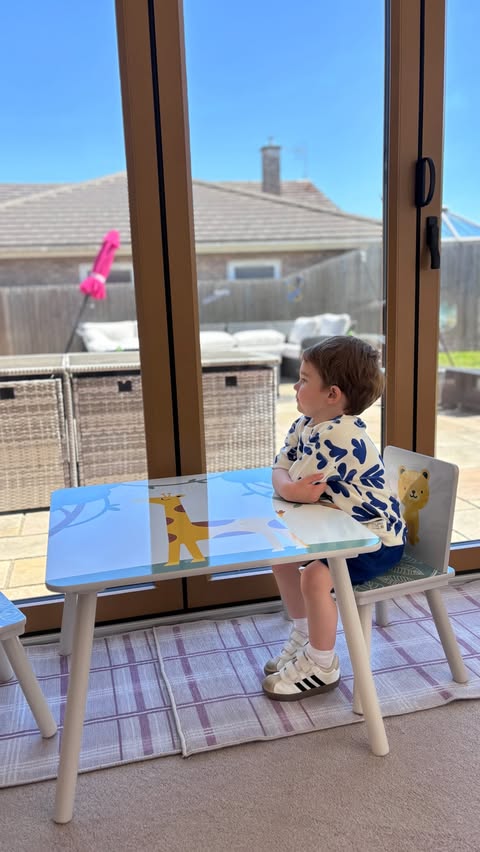 Instagram post by @ralphs.little.life for Aosom. Caption reads: [...] this adorable table & chairs gifted by Aosom....