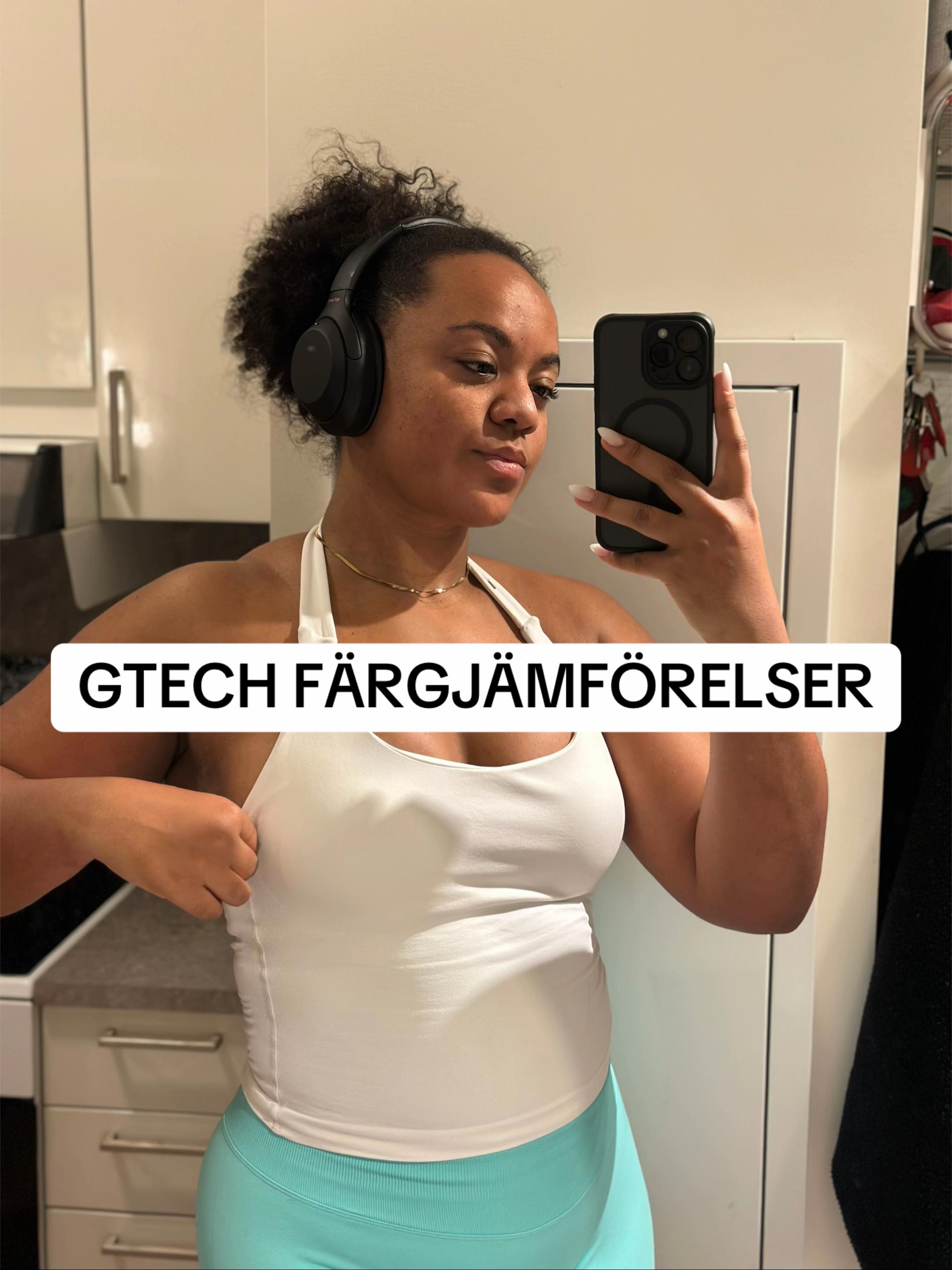 TikTok post by @barajenniferm for Gtechwear. Caption reads: [...] | en liten färg-guide 😍 Kod JenniferM....