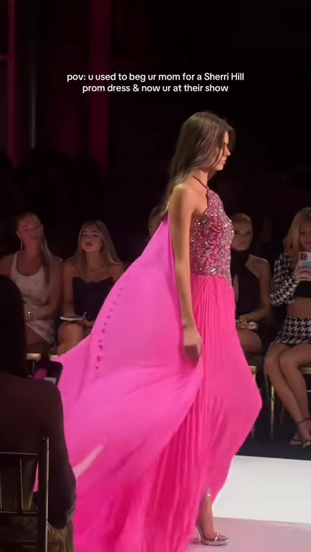 Instagram post by @chloebelmar for Sherri Hill. Caption reads: teenage me is losing it @sherrihill thank you for....