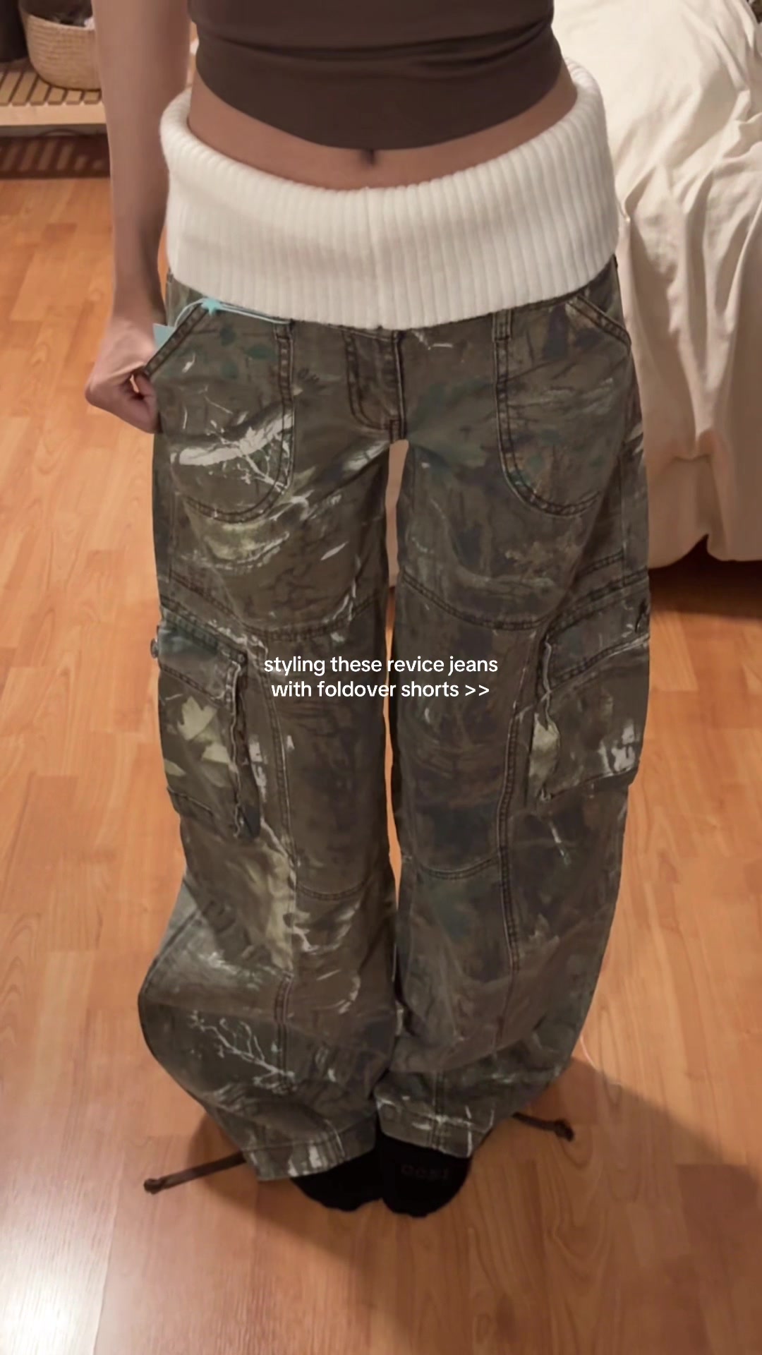 TikTok post by @secret_chaar for Revice Denim. Caption reads: [...] ★ for ref wearing size 22 !! #revice....