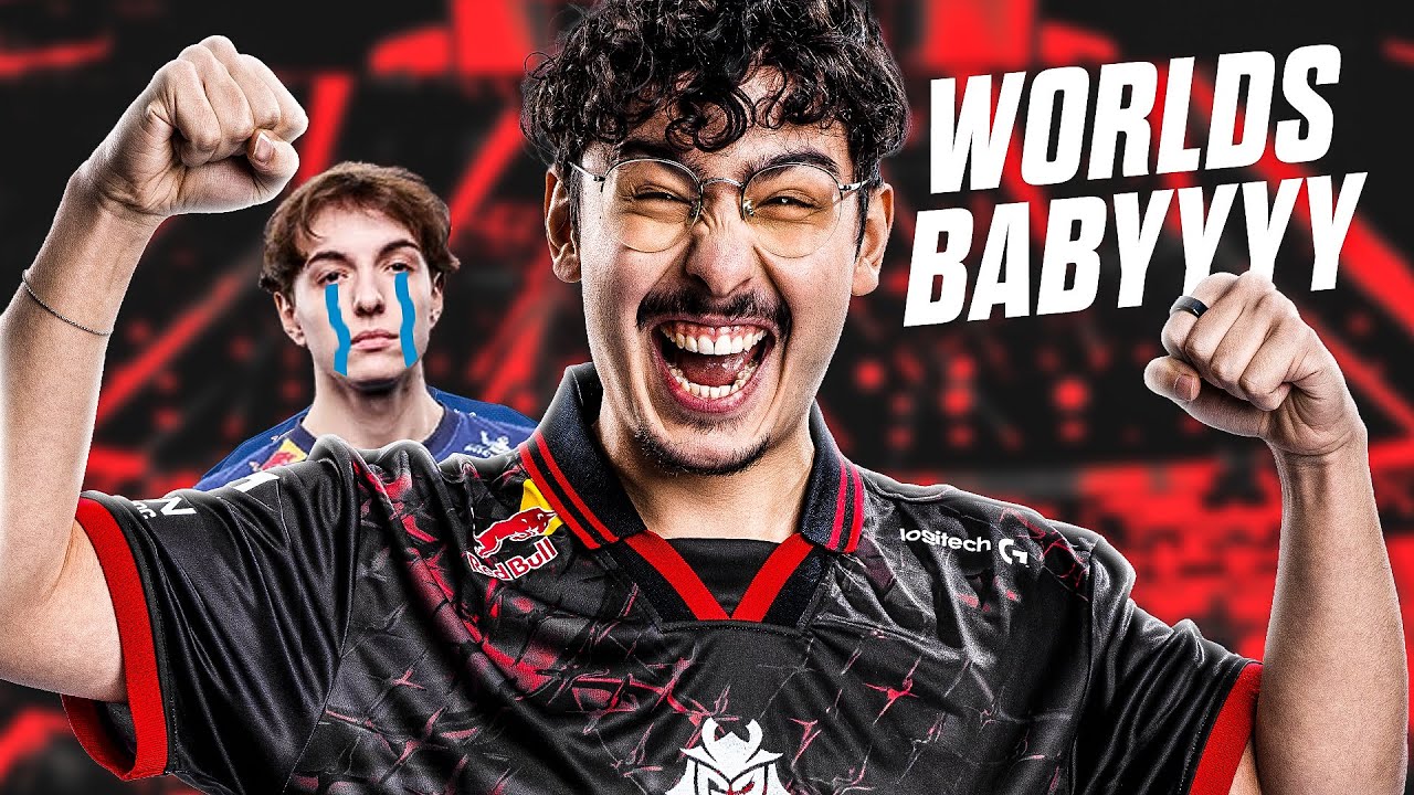 YouTube post by @G2LoL for G2 Esports. Caption reads: WE’RE GOING TO WORLDS!.