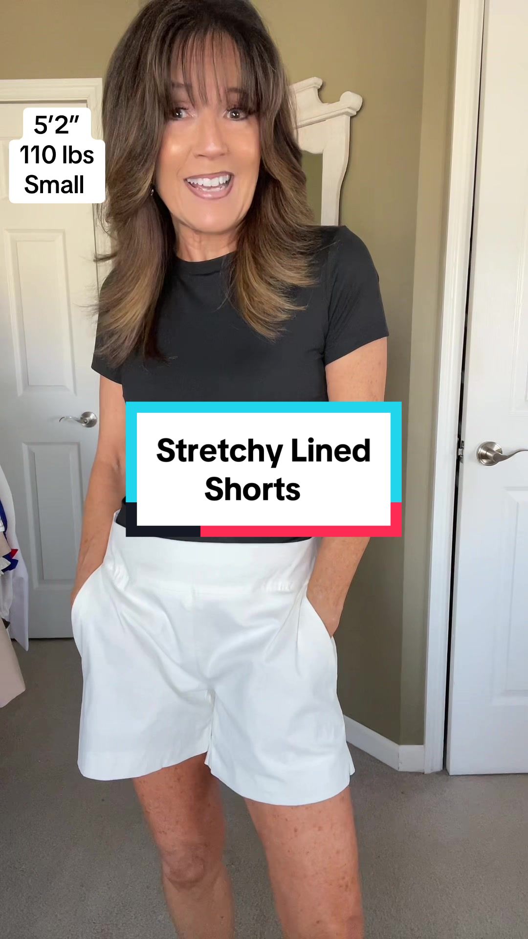 TikTok post by @inspired_by_michelle for ShopHDE. Caption reads: [...] stretchy, comfy and they look great🙌🏻....