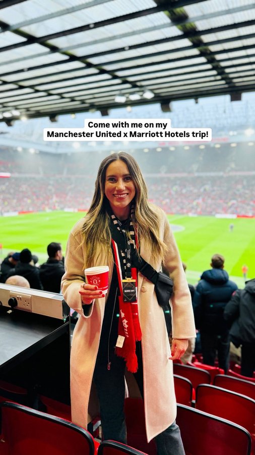 Instagram post by @melissaortiz5 for Marriott Hotels & Resorts. Caption reads: Yes, go on, take that trip! What a weekend of ⚽️....