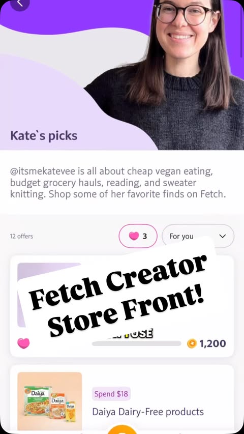 Instagram post by @itsme.katevee for Fetch. Caption reads: I’m so happy to be working with @fetchrewards....