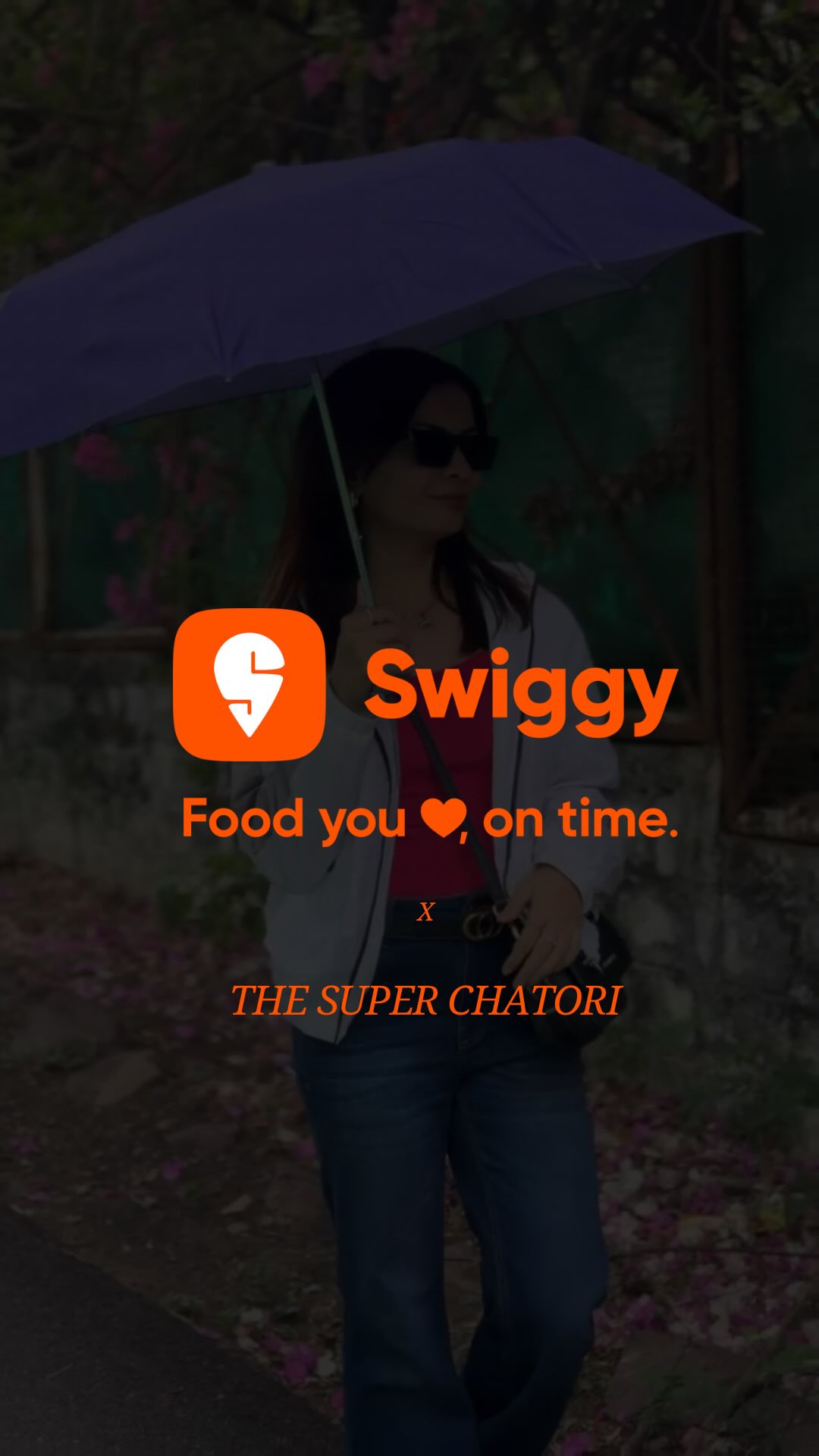 Instagram post by @thesuperchatori for Swiggy. Caption reads: Who needs baarish when Swiggy’s dropping steamy....