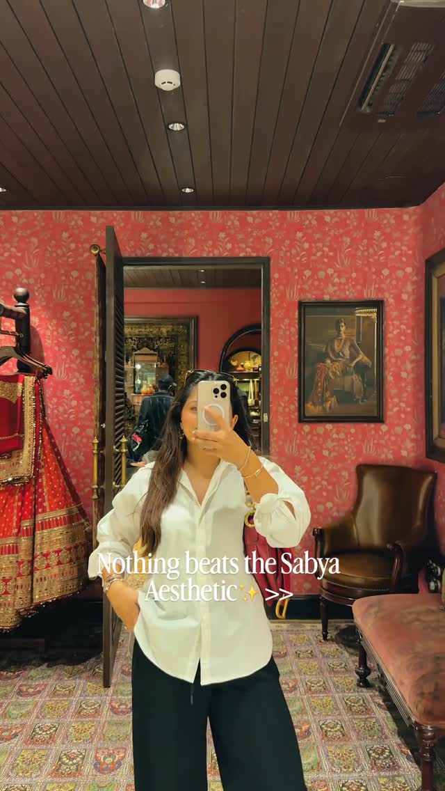 Instagram post by @paulrishika_ for Sabyasachi. Caption reads: Nothing beats that Sabyasachi Aesthetic....