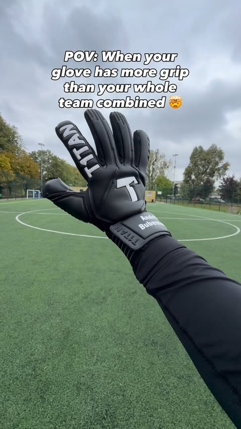 Instagram post by @a.b.goalkeepers for T1TAN. Caption reads: One glove. One unreal catch. Powered by @t1tan....