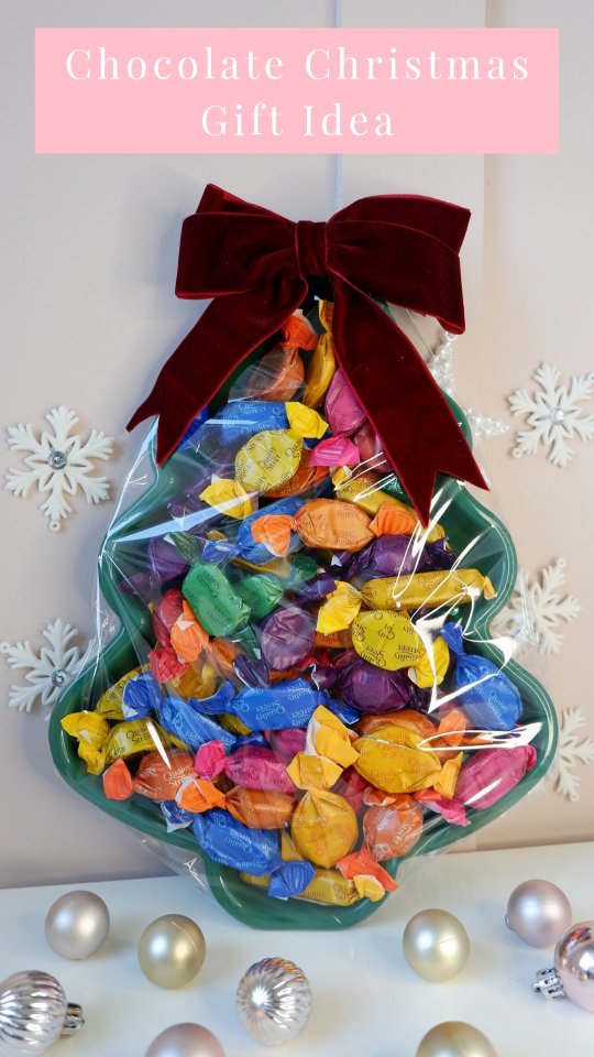 Instagram post by @giftswrappedup for B&M Stores. Caption reads: Christmas tree chocolate gift idea

Wanting to....