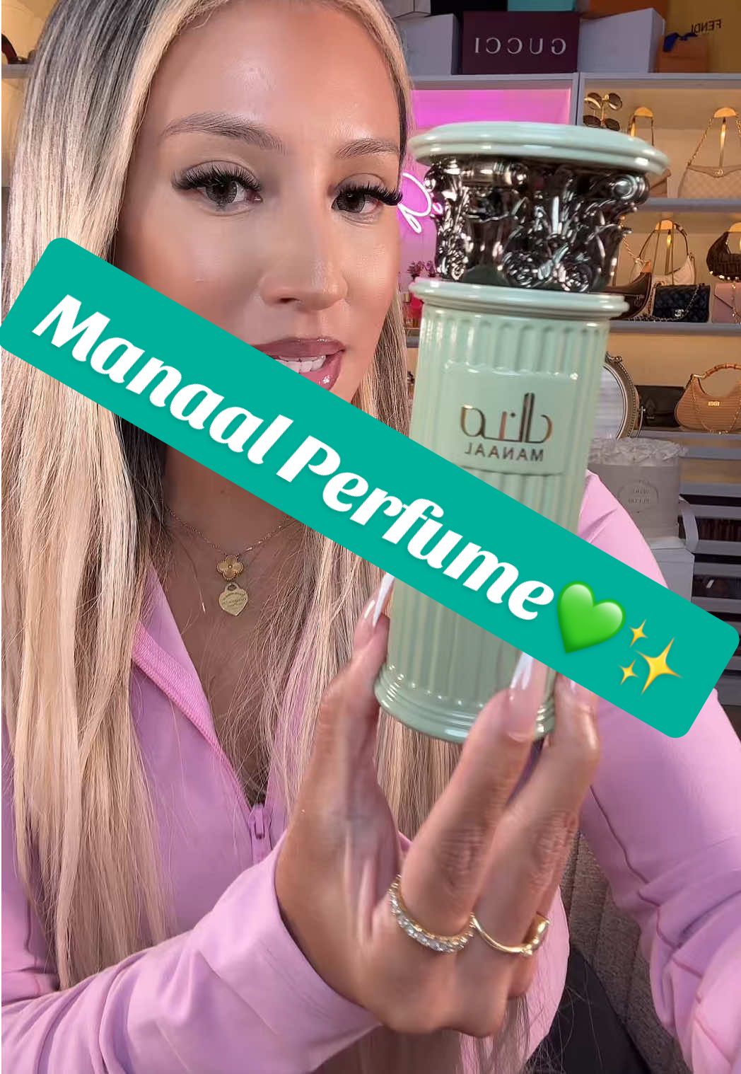TikTok post by @giniglow for Intense Oud. Caption reads: ✨💚Manaal Perfume so beautiful✨#manaal....