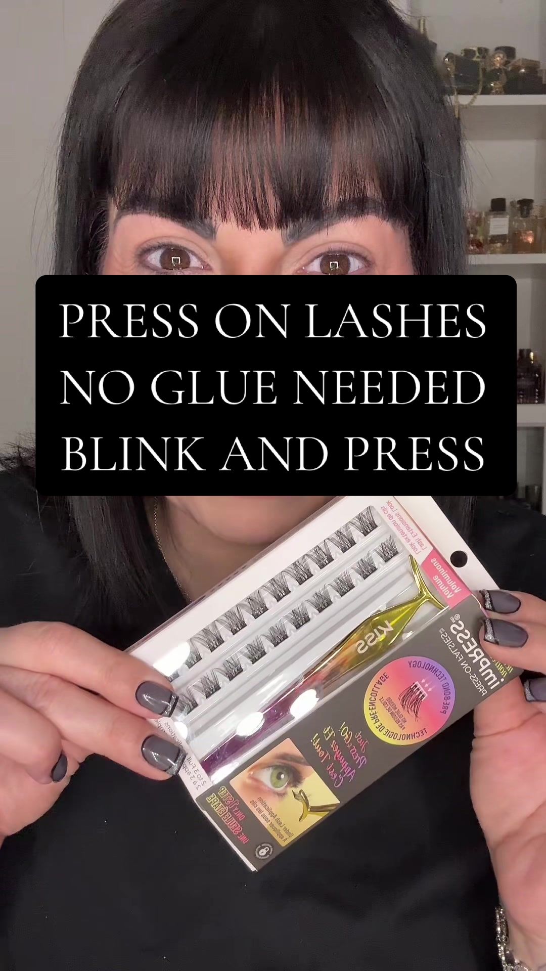 TikTok post by @gina__cicero for Joah Beauty. Caption reads: Yeah I’m a rockstar. @KISS Lashes now I am even....