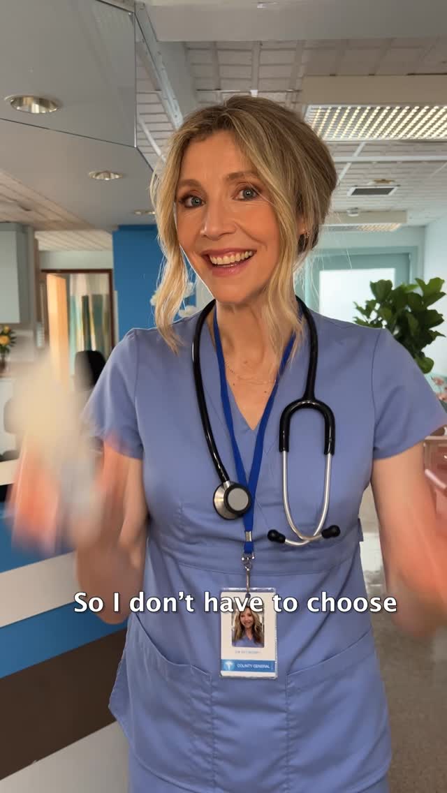Instagram post by @sarahchalke for Secret Deodorant. Caption reads: Stress sweating through scrubs? Couldn’t be me,....