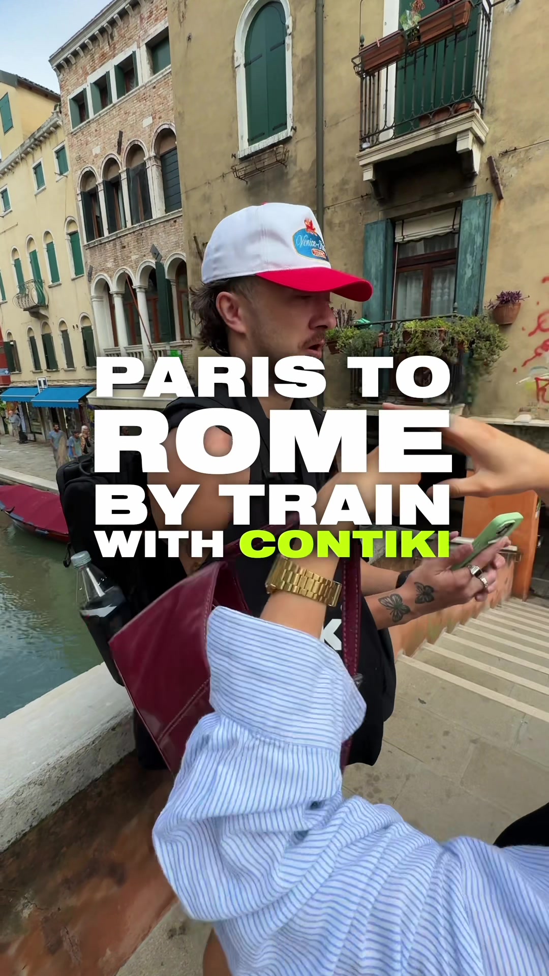 TikTok post by @nathanlust for Contiki. Caption reads: Paris to Rome by Train 🚂 @Contiki .