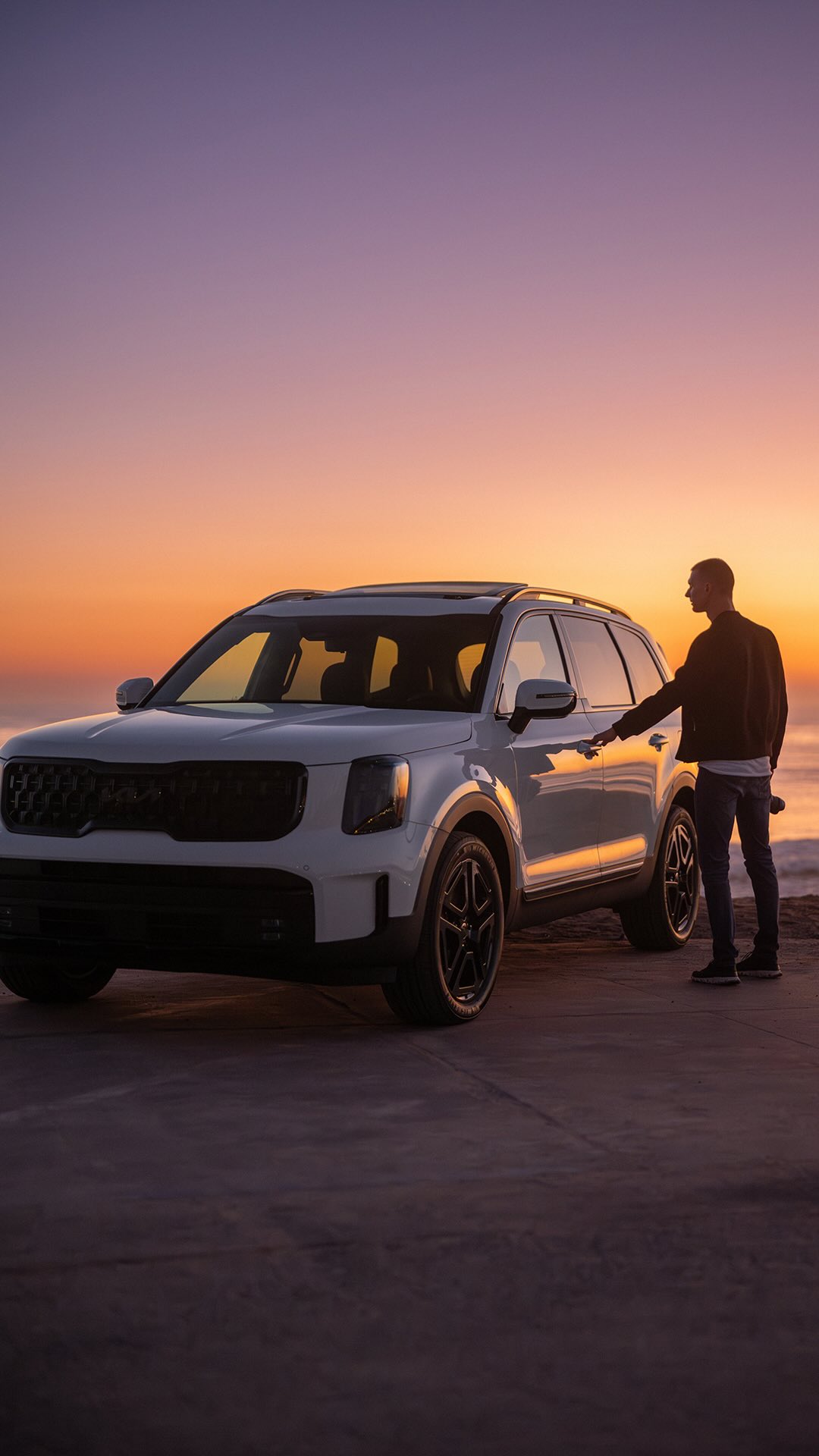 Instagram post by @asenseofhuber for Kia. Caption reads: #AD California dreaming in the 2025 Kia Telluride....