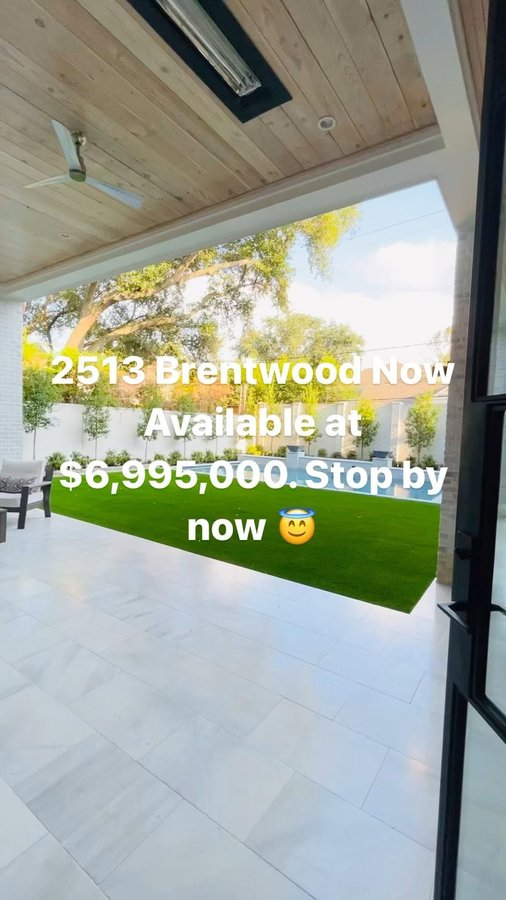 Instagram post by @shappycar for Douglas Elliman. Caption reads: 🔹 2513 Brentwood Drive Now Available at....