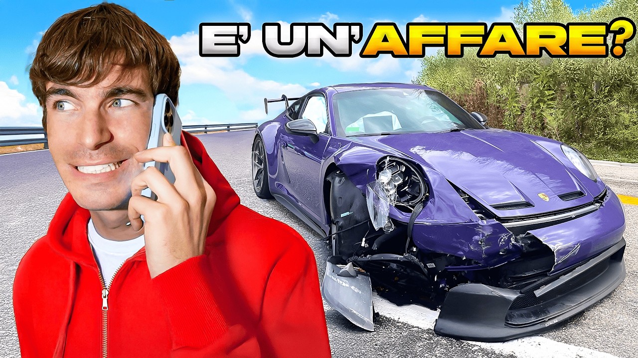 YouTube post by @AndreaPirillo for OOONO. Caption reads: The Business of Crashed SUPERCARS 💰 | Rebuilding....