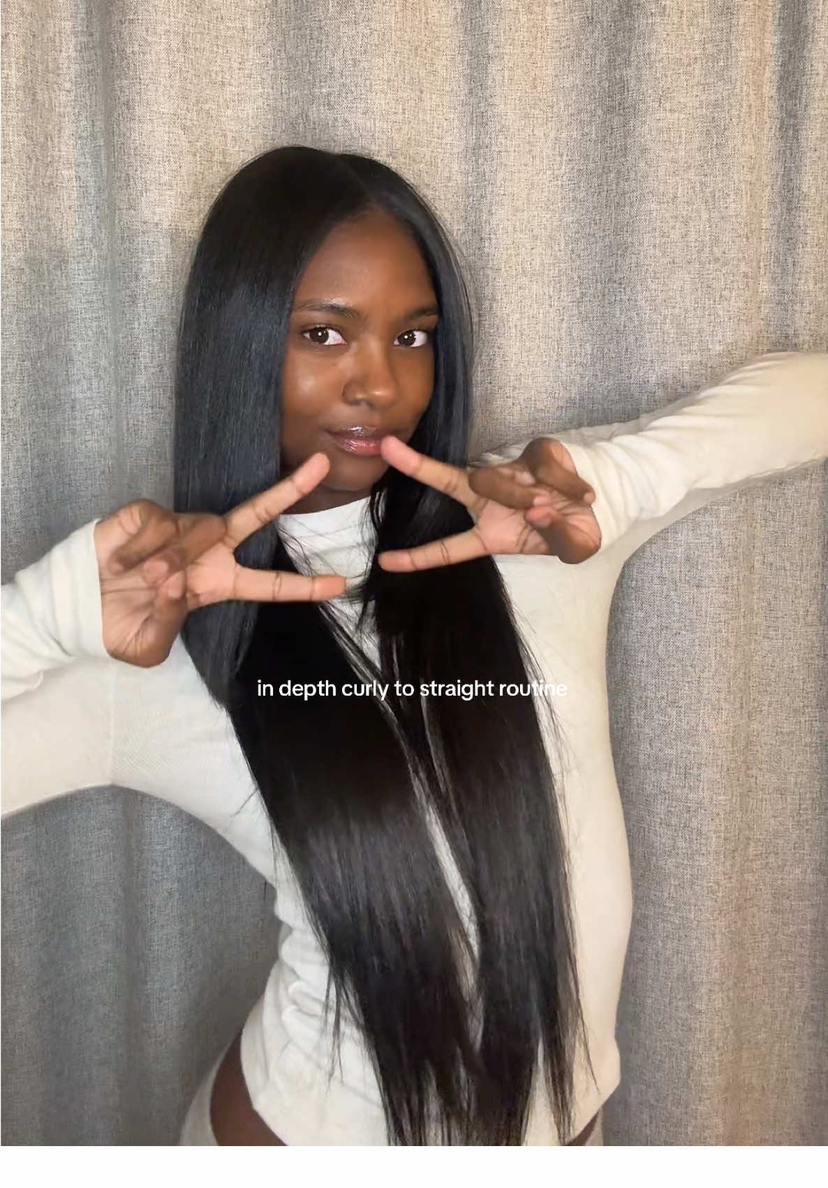 TikTok post by @missmemadi for BaBylissPRO. Caption reads: silky straight hair routine courtesy of my @NEQI....