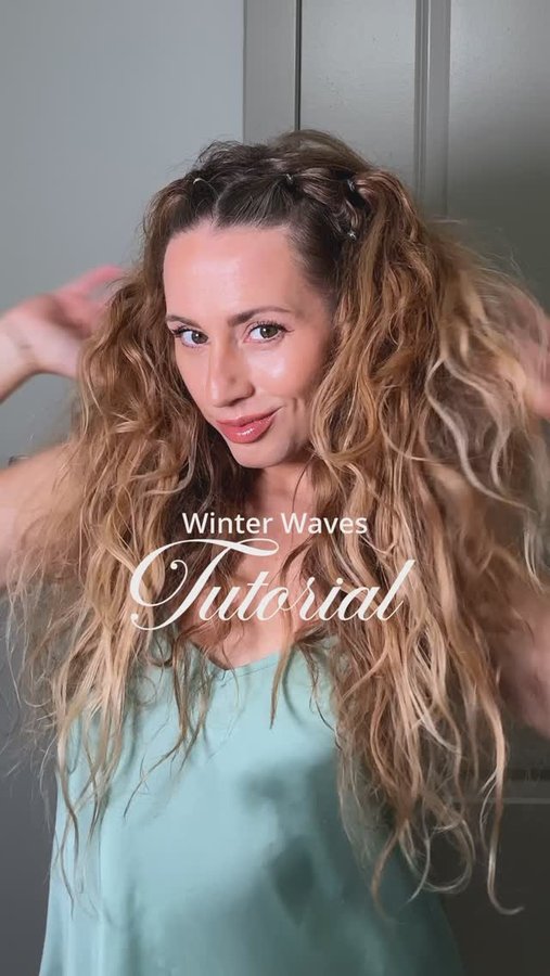 Instagram post by @christinaeileen for DevaCurl. Caption reads: a cute lil y2k hair tutorial with @devacurl 🔗 on....