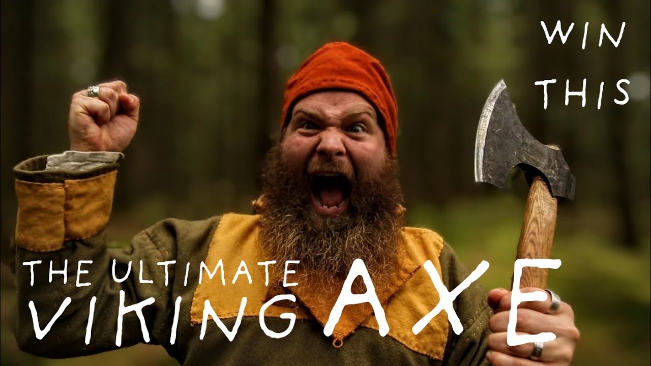 YouTube post by @RAMUNI-Viking for BeaverCraft Tools. Caption reads: Putting a VIKING AXE to Work! | Long-Term Review |....