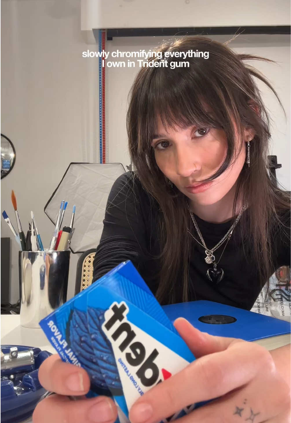 TikTok post by @karocrafts for Trident Gum. Caption reads: #ad pls tell me I’m not the only one who used to....