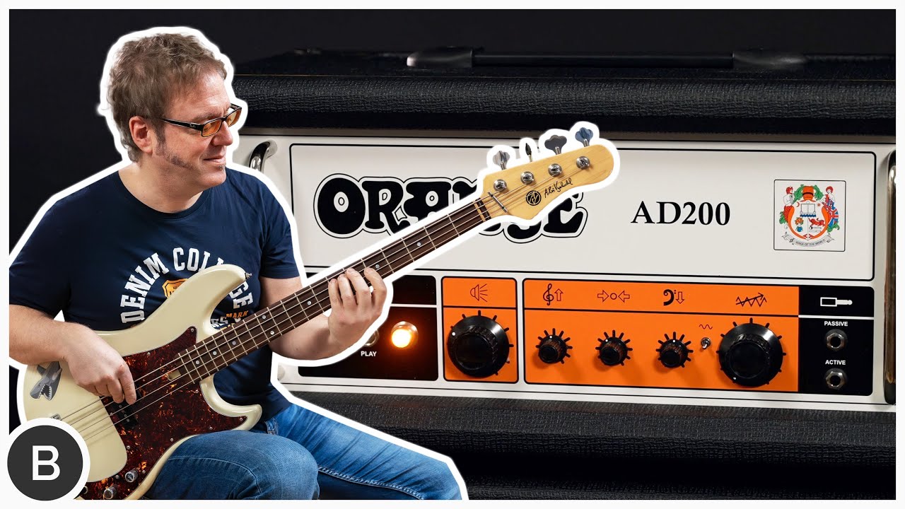 YouTube post by @basstheworldofficial for Orange Amplifiers. Caption reads: THE BEST ORANGE BASS AMP EVER MADE !!.