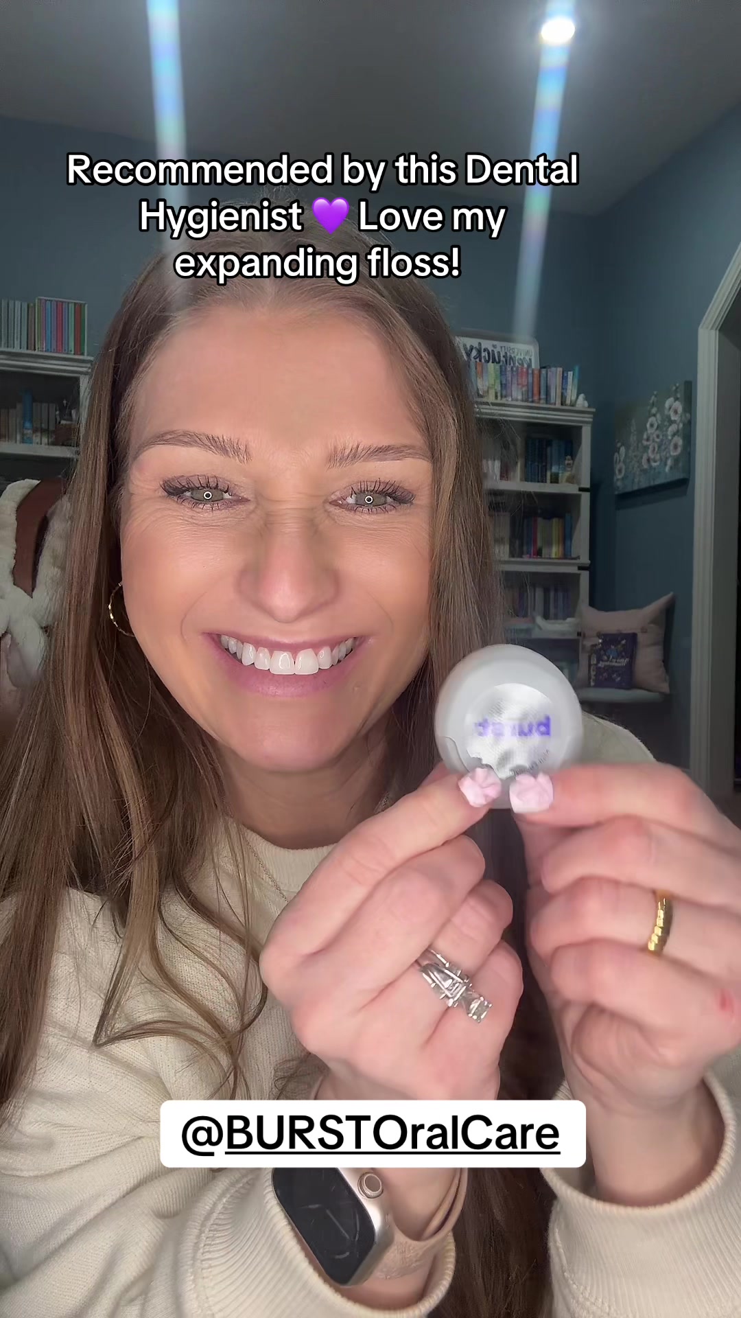 TikTok post by @stephanielslone for Burst Oral Care. Caption reads: @BURST Oral Care you’ve outdone yourself with this....