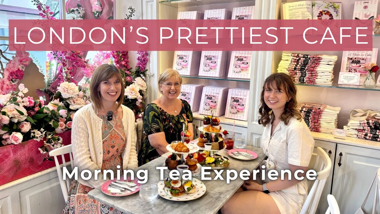 YouTube post by @emilylondon for Peggy Porschen. Caption reads: London's Pink Instagrammable Cafe: Peggy....