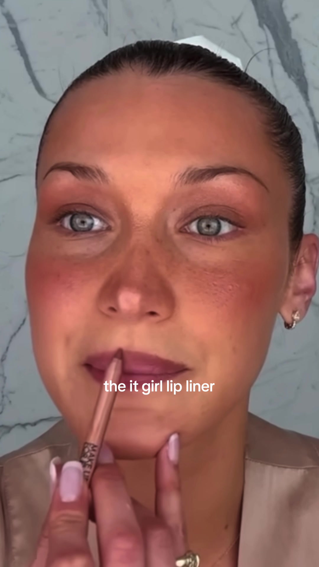 TikTok post by @melisekrem for Make Up For Ever. Caption reads: The It Girl Lip Liner ✨ Hailey Bieber, Sofia....