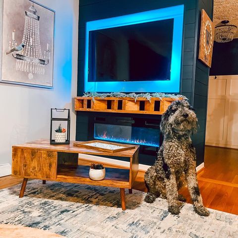 Instagram post by @alis0n_west for Best Choice Products. Caption reads: Blue has a new little nook {#ad}

This mid century....