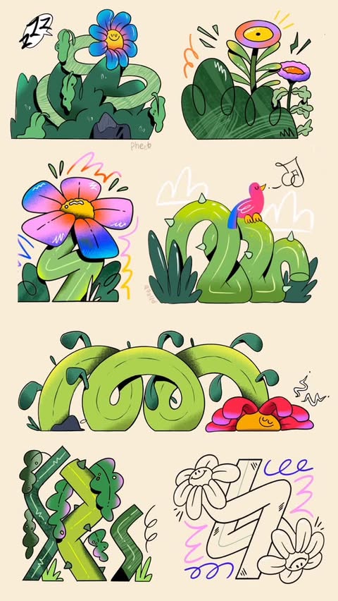 Instagram post by @pheebrobinson for Procreate. Caption reads: [...] favourite planty bits....