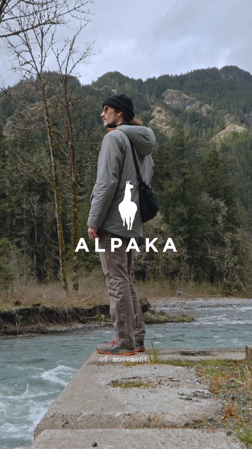 Instagram post by @zachary.salter for ALPAKA. Caption reads: The new Flow Satchel by @alpakagear is built for....