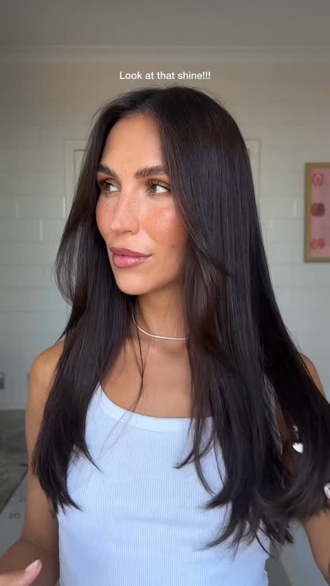 Instagram post by @saramessy for Chemist Warehouse. Caption reads: Glass hair in just 4 steps with....